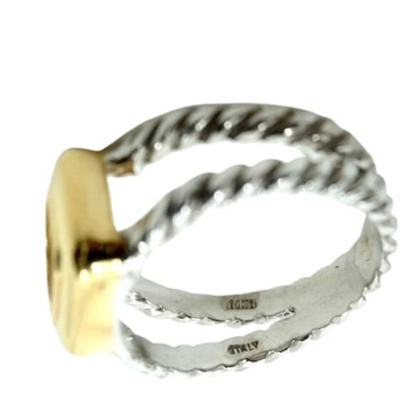 SOLID 14K YELLOW GOLD & WHITE GOLD SPLIT SHANK CABLE RING SIZE 7~5.61 GRAMS - Picture 7 of 7